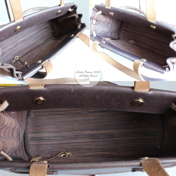 Hermes Herbag Tote Bag Cabas PM Brown Vibrato Leather & Canvas 2-In-1 Bag HTF - Picture 11 of 17
